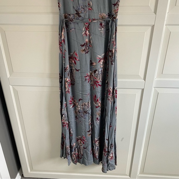 Lulus Fiorire Slate Blue Floral Print Wrap Maxi Dress 20577 - Picture 8 of 13